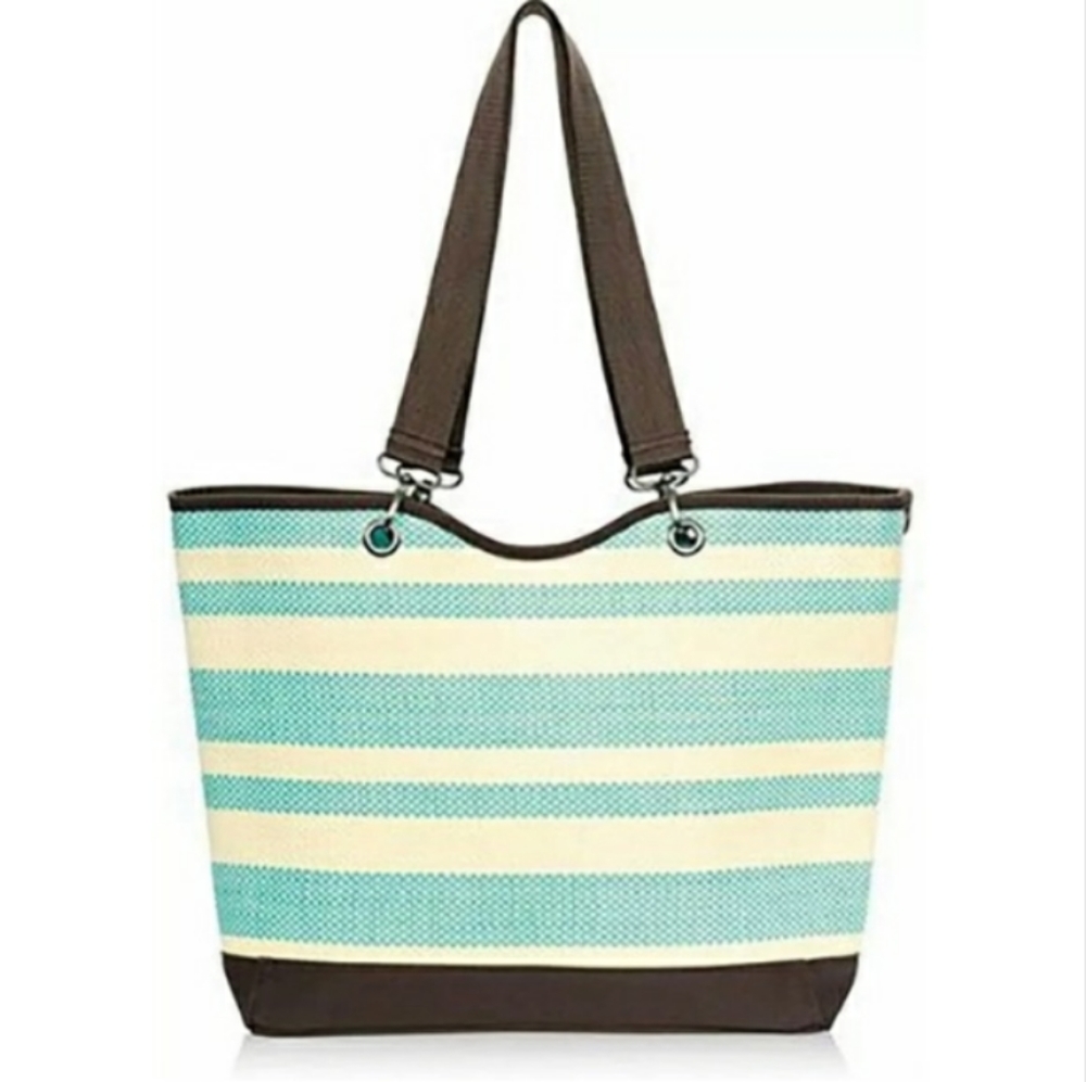 🆕⭐ Thirty-One teal brown striped bags 2 - Picture 5 of 6